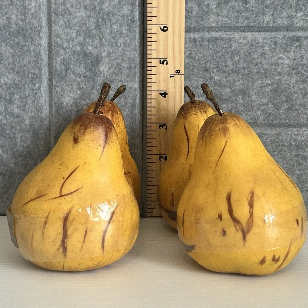 Set of 4 Silk Yellow Pears Weight Realistic Supersilk Home Decor Farmhouse